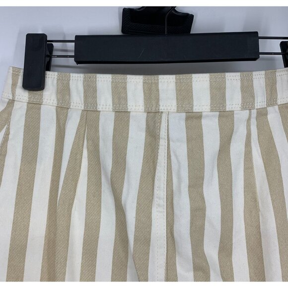 Old Navy Skirt Beige Tan Stripe A Line Pocket Mini Button Front - Picture 7 of 9
